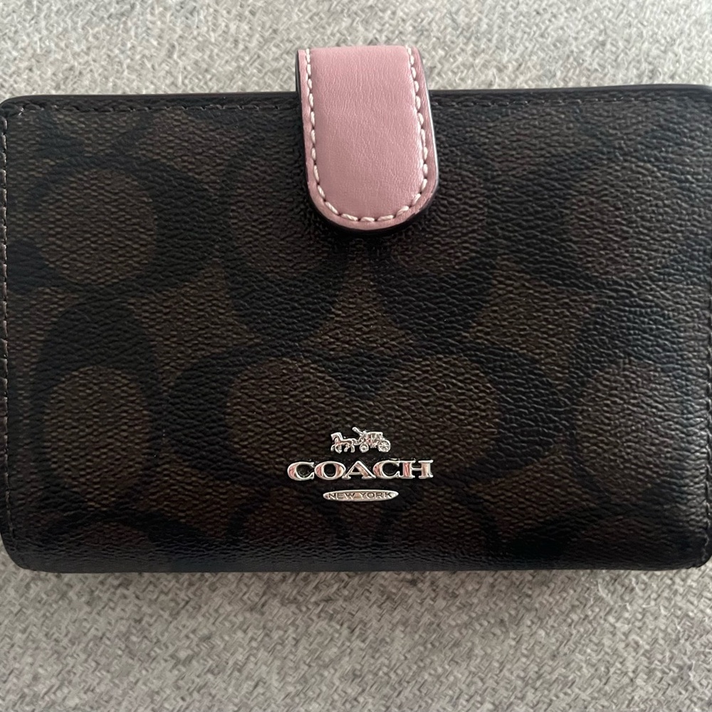 Limited edition Coach silver pink dark brown medium wallet